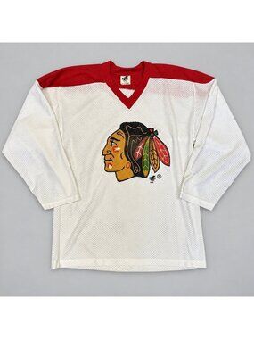 Vintage Chicago Blackhawks Ravens Athletic Mesh Hockey Jersey Mens XL